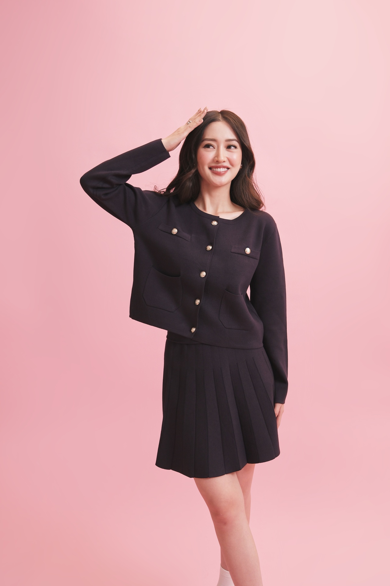 Aurora Pleated Knit Skirt