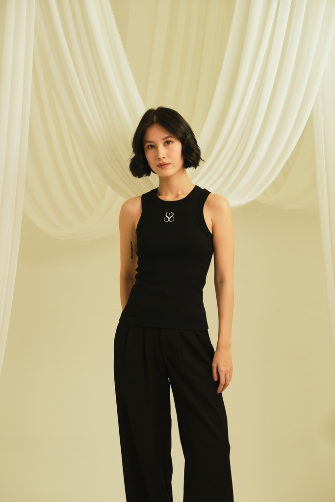 [INS02-0001-BLACK/S] Inessa Ribbed Top (BLACK, S)
