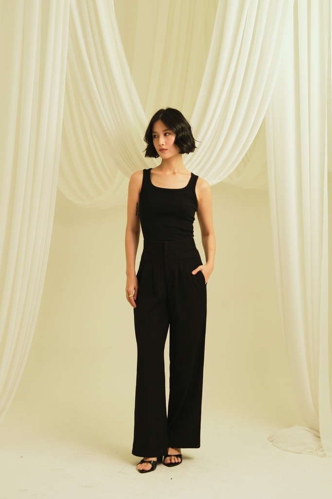 [INS02-0002-BLACK/S] Esara Ribbed Top (BLACK, S)