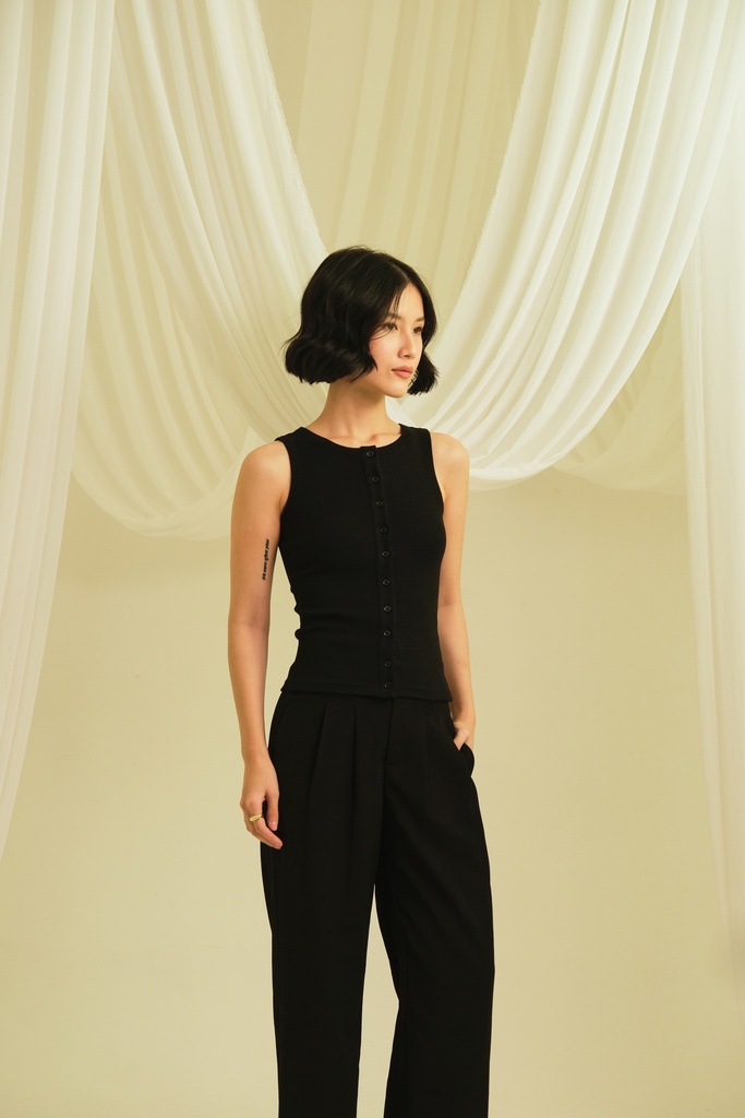 [INS02-0004-BLACK/S] Arin Ribbed Top (BLACK, S)
