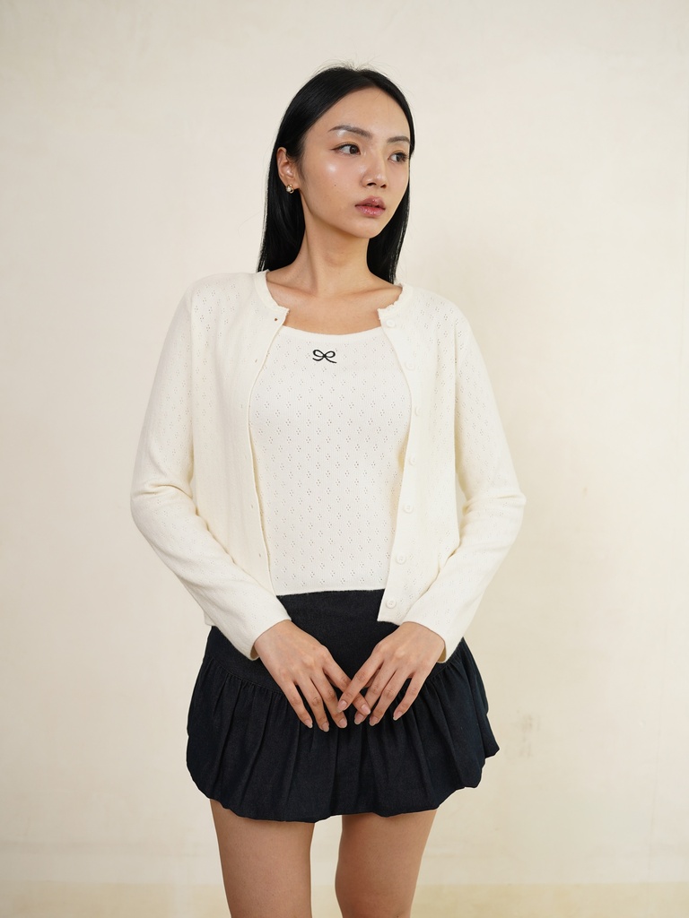 [INS06-0001-IVORY/ALL] Ribbon Knit Cardigan (IVORY)