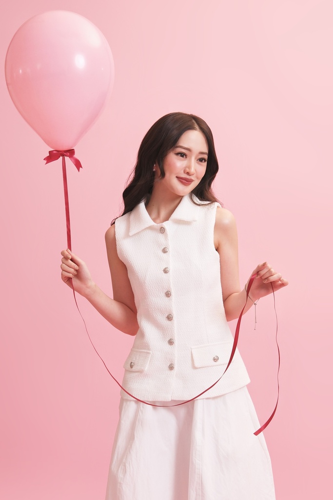 [INS03-0009-WHITE/S] Eleanor Tweed Top (WHITE, S)