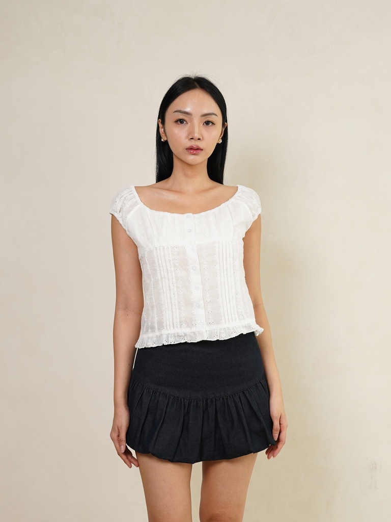 [INS03-0015-WHITE/S] Sophia Crochet Top (S)
