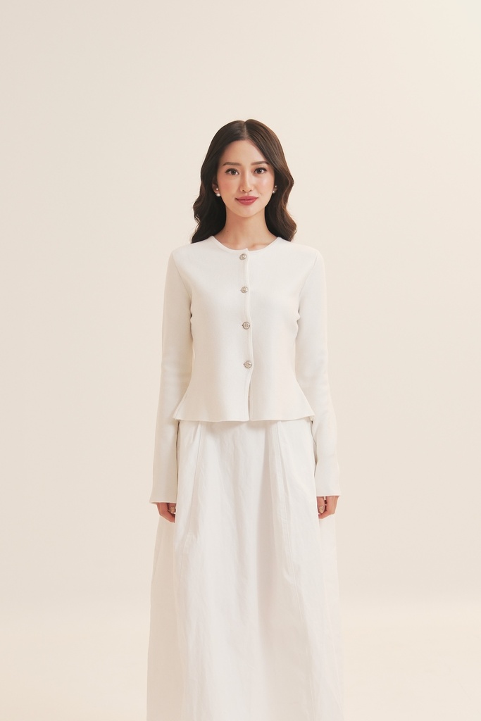[INS03-0020-WHITE] Camila Peplum Knit Top