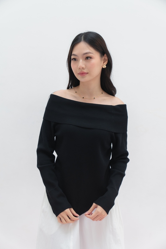 [INS03-0023-BLACK/ALL] Grace Shoulder Knit Top (BLACK)