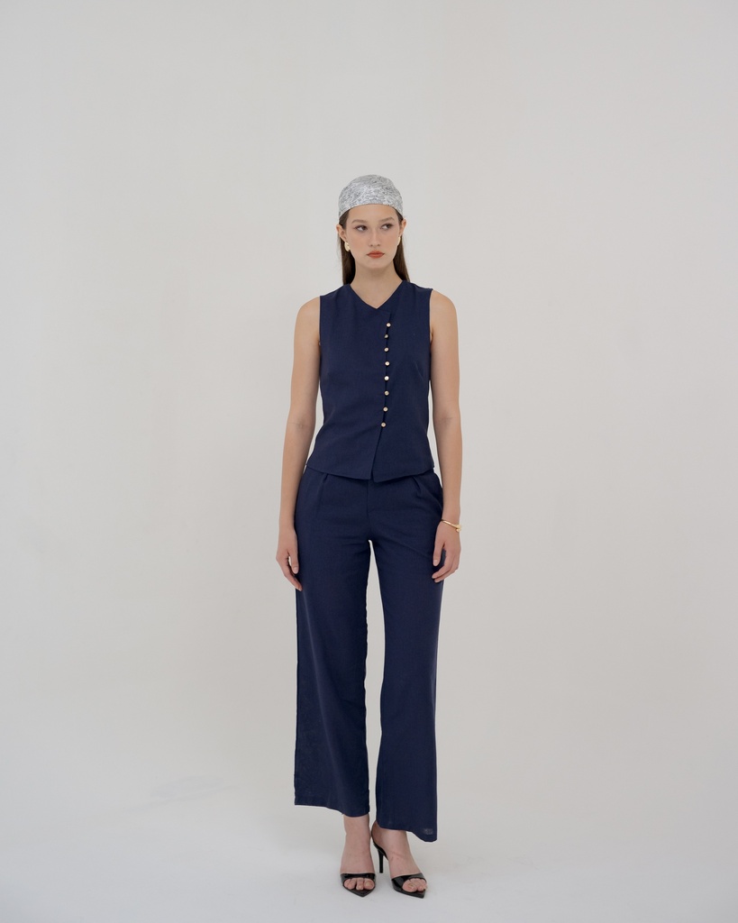 [INS98-0002-NAVY/S] Milla Linen Pants (S)