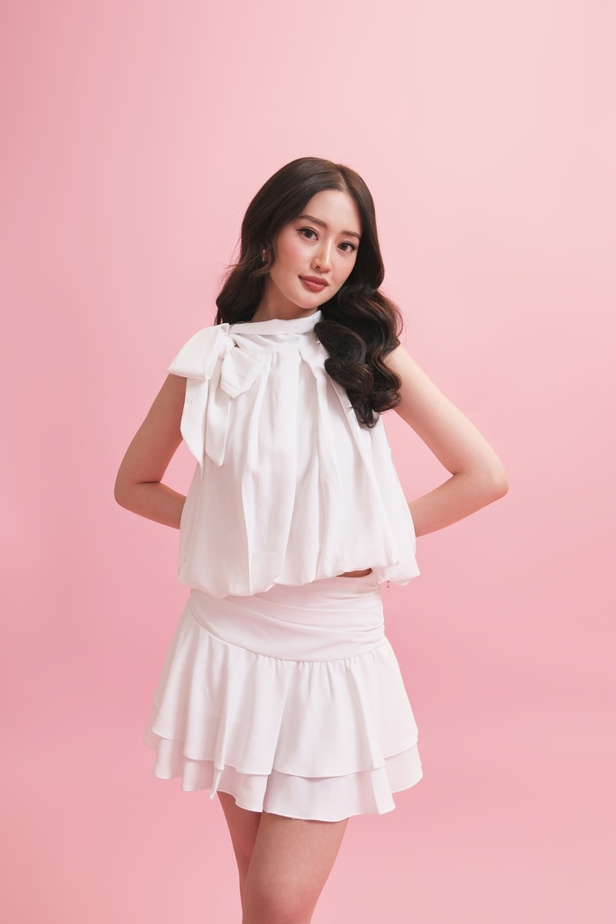 [INS98-0017-WHITE/S] Felora Balloon Top (WHITE, S)