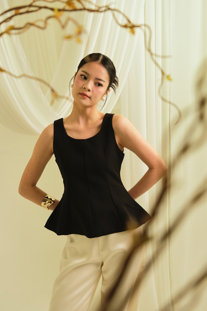 [INS03-0052-BK/S] Rose Top (BLACK, S)