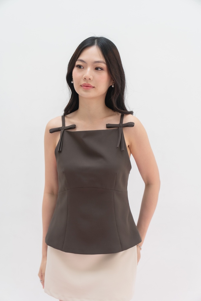 [INS98-0024-EO/S] Rui Ribbon Top (ESPRESSO, S)
