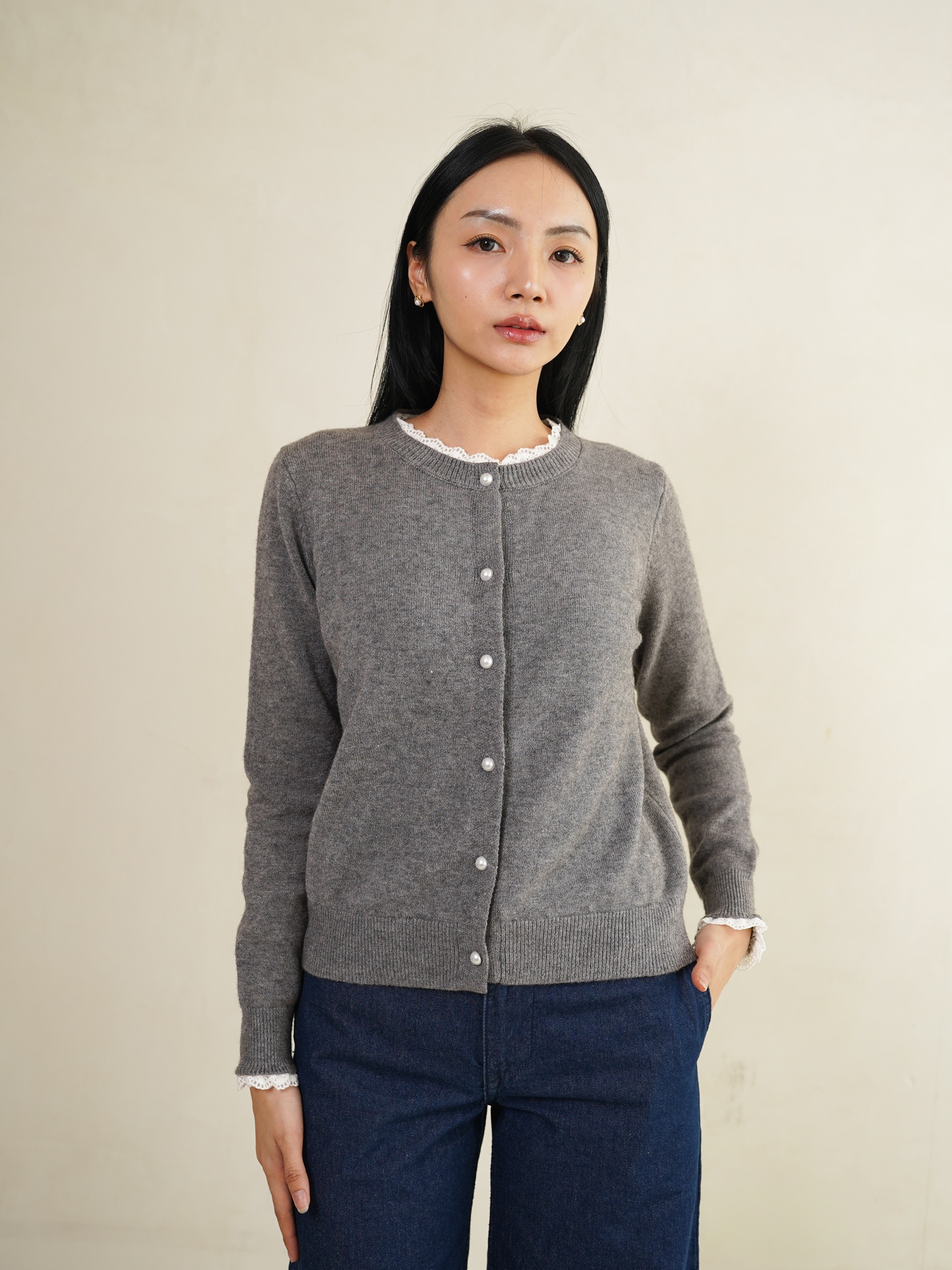 [INS04-0002-GREY] Zia Knit Cardigan