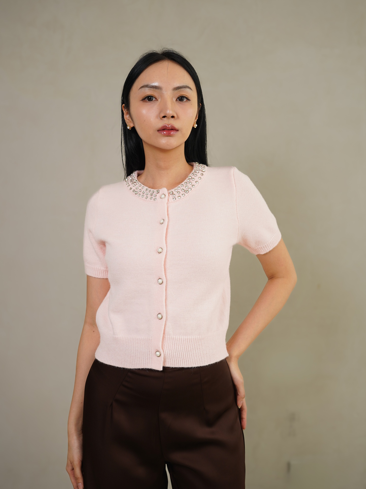 [INS03-0018-NAVY] Audrey Knit Top