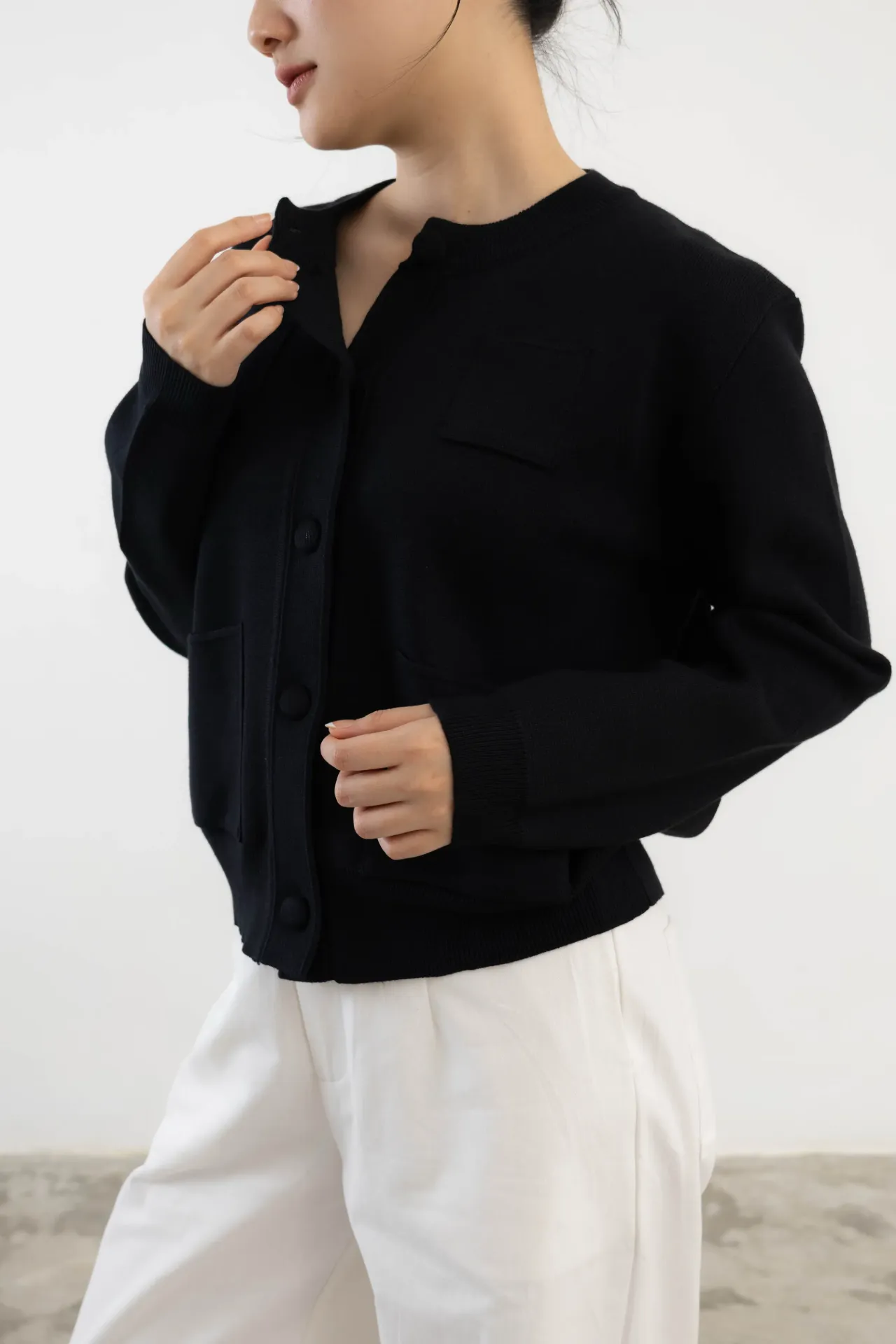 [INS03-0022-BLACK] Gianna Knit Outer